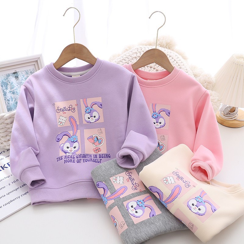 Áo thu đông cho bé gái size nhỡ đại TAI THỎ, áo dài tay bé gái  chất Nỉ da cá cao cấp