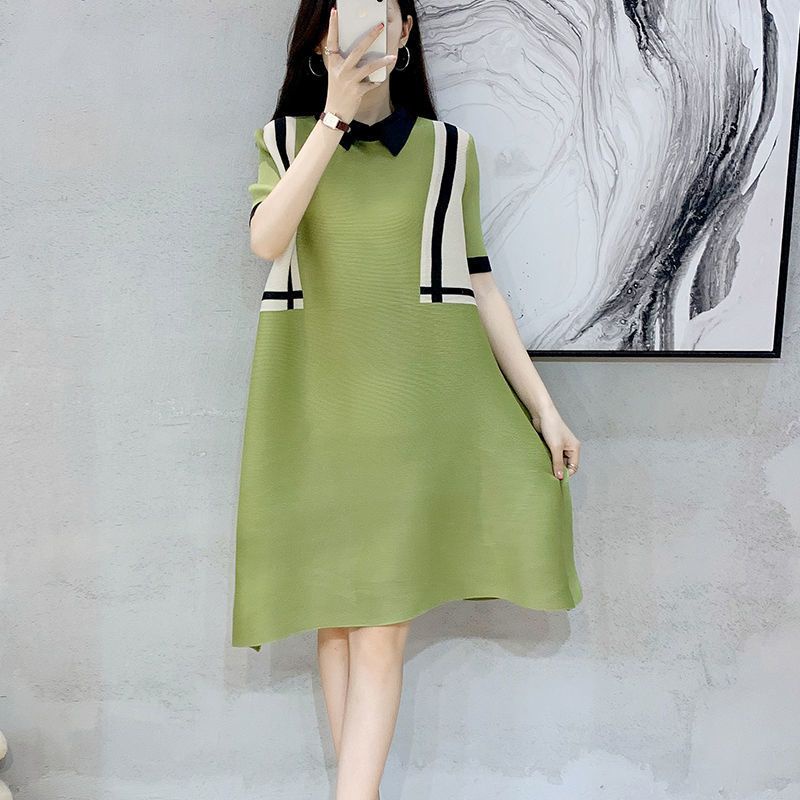 Đầm POLO Tay Ngắn Xếp Ly Dáng Ôm Thời Trang Mùa Hè 2022 Kích Thước Lớn Phong Cách Mới Cho Nữ