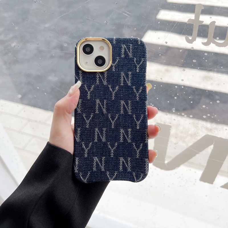 Ốp Điện Thoại Vải Denim Họa Tiết New York Sang Trọng Cho iPhone 14 13 12 Pro Max