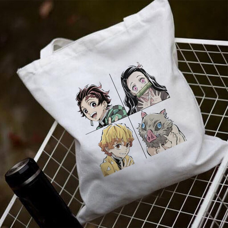 Túi Xách Vải Canvas In Họa Tiết Hoạt Hình Demon Slayer Kimetsu No Yaiba Kamado Tanjirou Cho Nữ