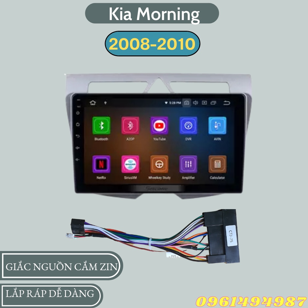 Mặt dưỡng 9 inch Kia Morning kèm dây nguồn cắm zin theo xe dùng cho màn hình DVD android 9 inch | BigBuy360 - bigbuy360.vn