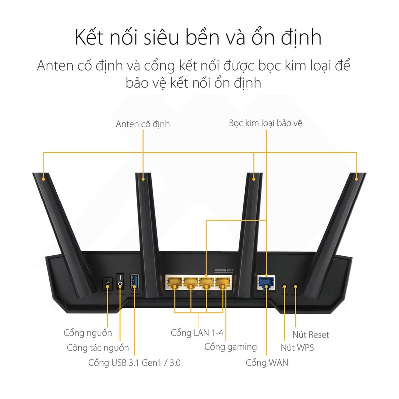 Bộ phát wifi ASUS GAMING TUF-AX5400/ TUF-AX3000, Wifi 6 băng tần kép, Wifi AiMesh, Chính hãng - Bảo hành 36 tháng