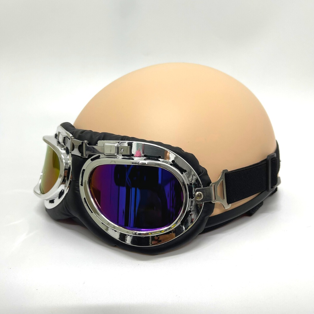 Mũ Bảo Hiểm Nửa Đầu Kèm Kính Phi Công, 16 màu hàng công ty