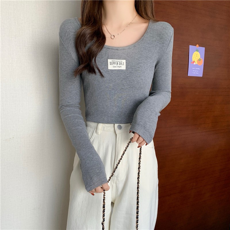 NRVP Áo Thun Nữ Dài Tay Dáng Rộng Màu Trơn Phong Cách Hàn Quốc Mới