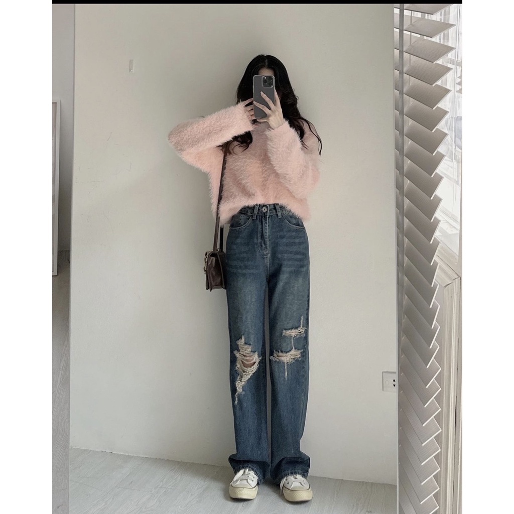 Áo len lông thỏ dáng croptop hàng loại 1 siêu mềm mịn