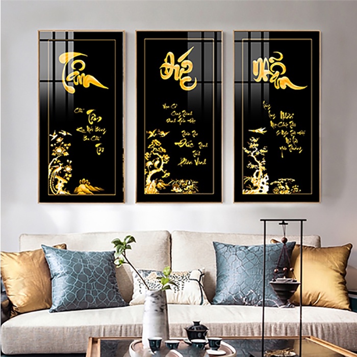 Tranh Treo Tường Ngày Tết 2023 - Chữ Thư Pháp Tâm Đức Nhẫn 02 Laminate Tráng Gương