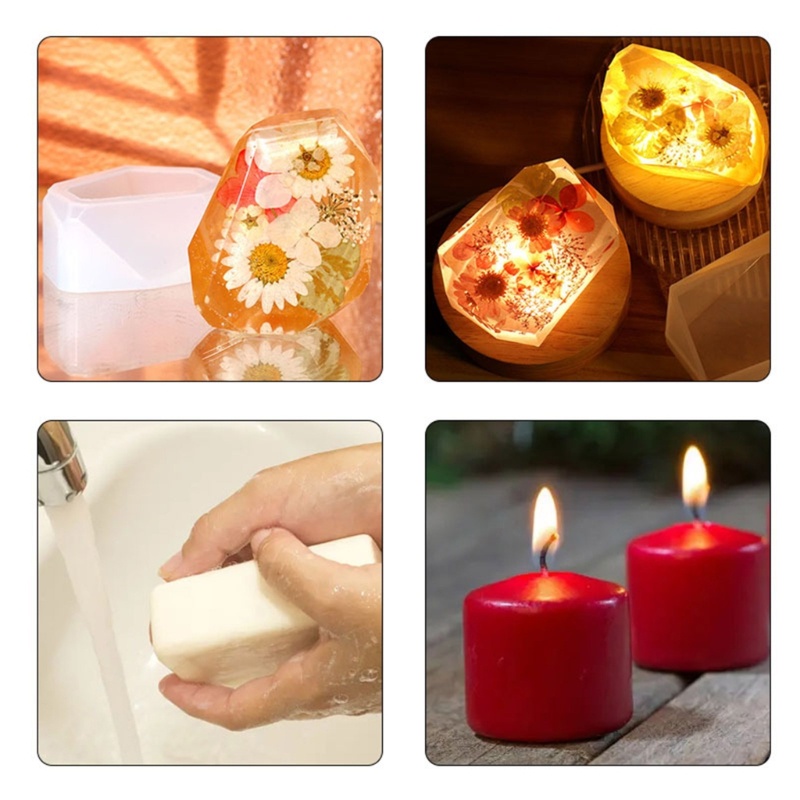 Khuôn Silicon Làm Đá Resin / Nến / Xà Phòng Hình Viên Đá Quý DIY
