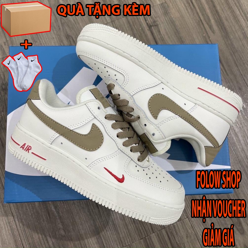 Giày_Nike Air Force 1 Custom Vệt Nâu Bản S.Cấp - Giày Thể Thao AF1 Nam Nữ Cổ Thấp Cao Cấp Full Bill Box