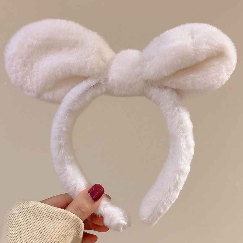 Băng Đô Cài Tóc Phủ Lông Chống Trượt Họa Tiết Hoạt Hình Thời Trang Thu Đông Cho Nữ