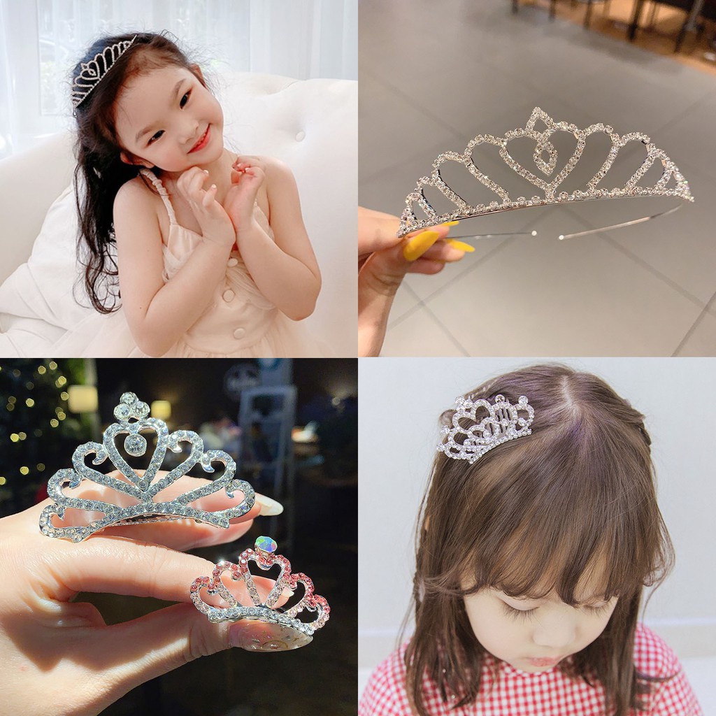Cài tóc vương miện công chúa lấp lánh cho bé yêu dự tiệc, cài bé gái
