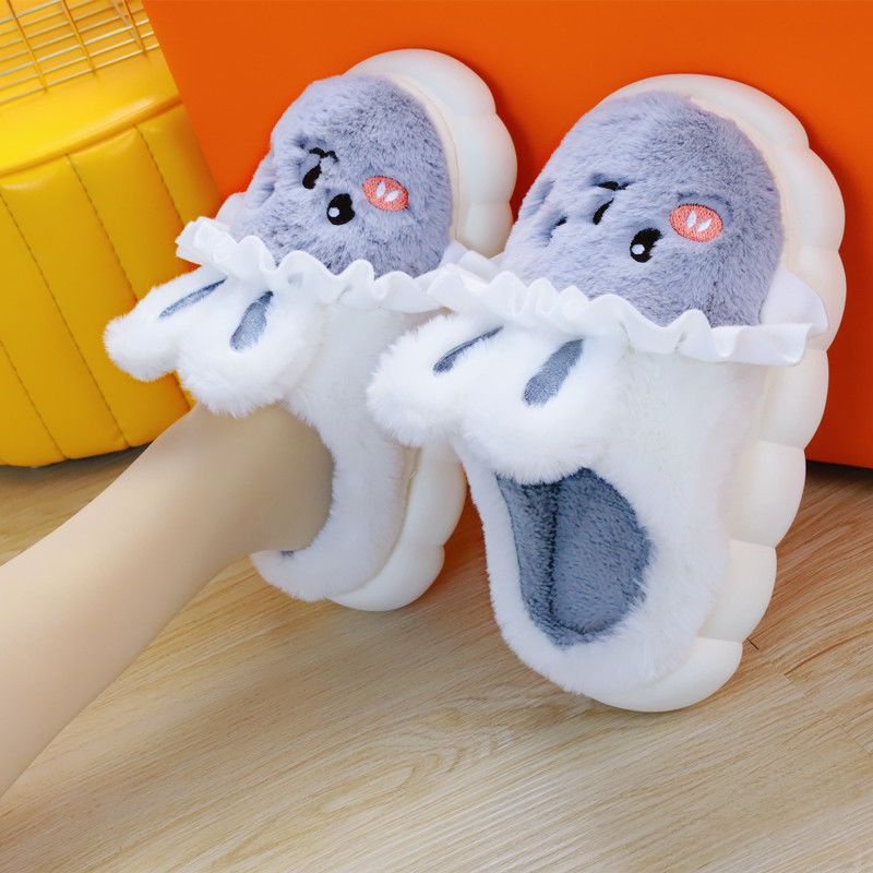 Dép Bông Đi Trong Nhà Đế Mềm Chống Trượt Hình Thỏ Đáng Yêu