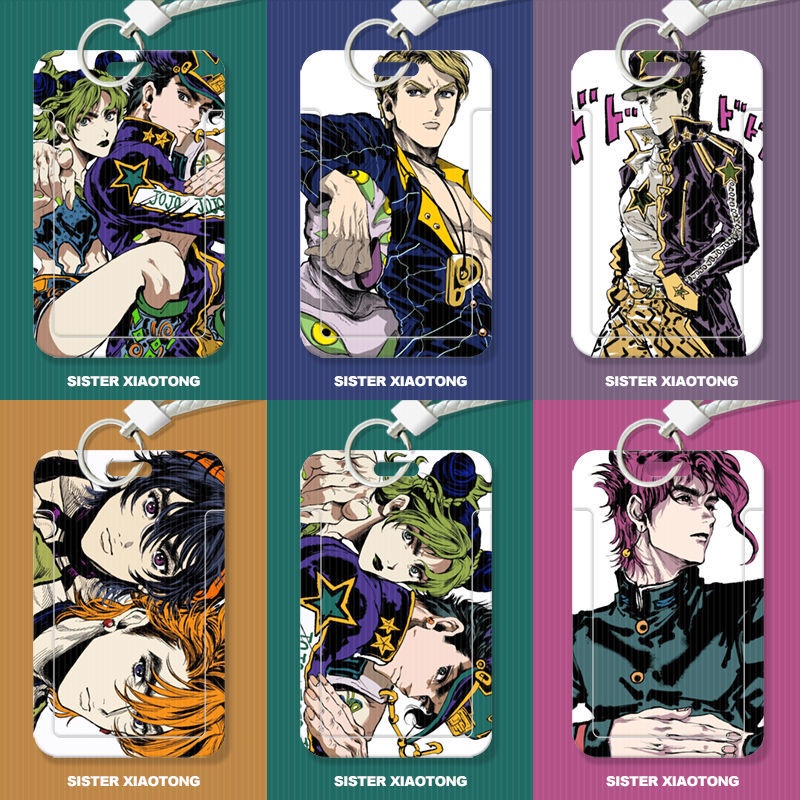 Set 4 Ốp Điện Thoại / Thẻ ID / Thẻ ID Họa Tiết Anime Jojo 'S Bizarre Adventure Có Dây Đeo Cho Học Sinh