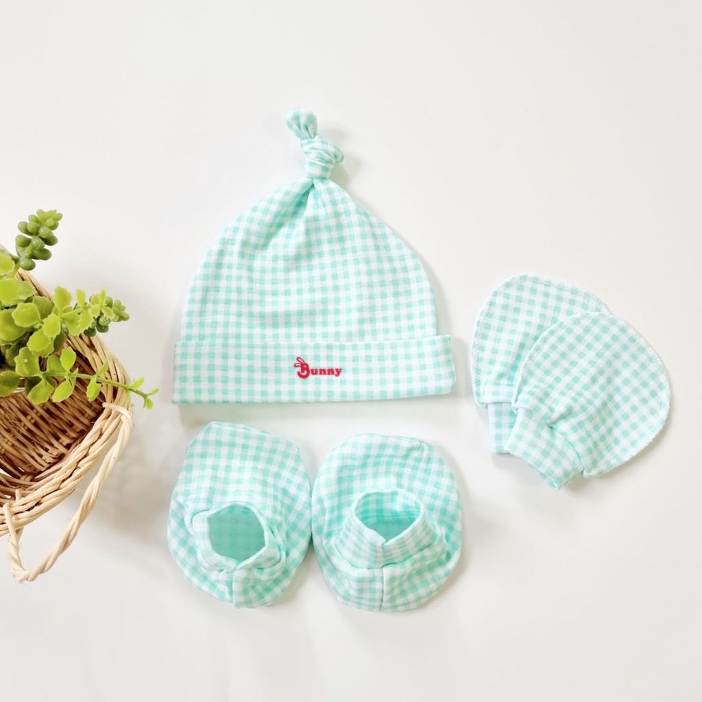 Set Mũ Vớ Bunny⚡️FREE SHIP⚡️Combo 3 Sản Phẩm Bunny Mũ Vớ Tay Vớ Chân Cho Bé Sơ Sinh Dùng Che Thóp Và Giữ Ấm Chân Tay Bé