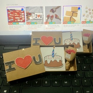 THIỆP HANDMADE HỘP DIÊM - I love you - Candle Make A Wish