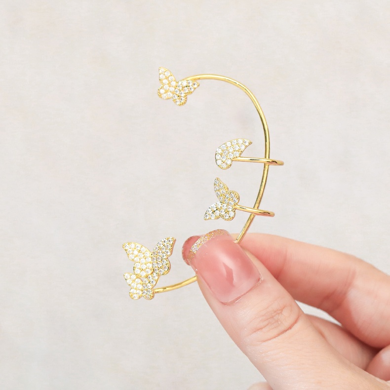 [Hot] Khuyên Vành Tai Hình Bướm Đính Đá Phong Cách Hàn Quốc Thanh Lịch Cho Nữ [Bông Tai] [Phong Cách Hàn Quốc Đơn Giản Dành Cho Tiệc Cưới]