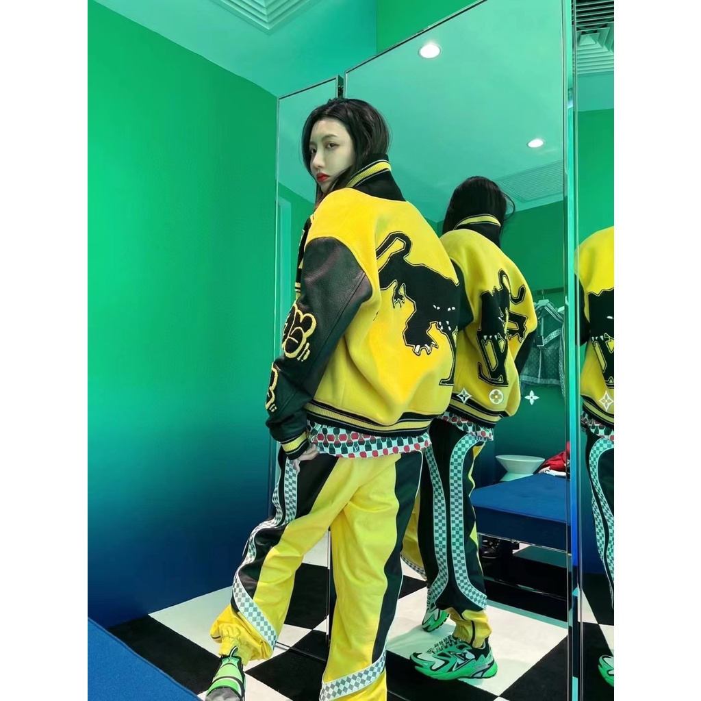 Áo Khoác Bóng Chày Louis Vuitton Thêu Logo LV 21FW Thời Trang Cho Nam Và Nữ