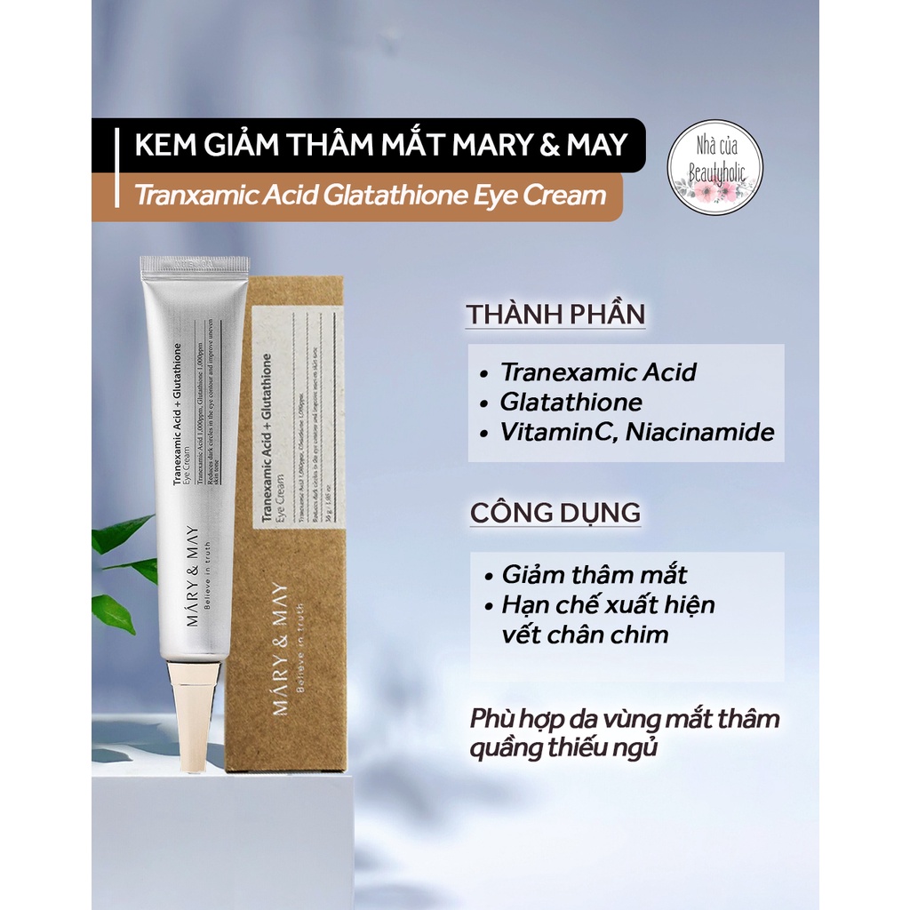 Kem giảm thâm mắt MARY & MAY TRANEXAMIC ACID GLUTATHIONE EYE CREAM