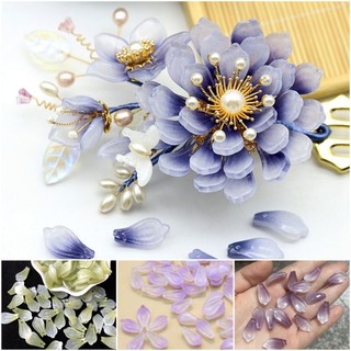 Set 10 cánh hoa sen thủy tinh 11x19mm - Nguyên liệu làm cài tóc cô dâu, cài tóc cổ trang thủ công, handmade DIY