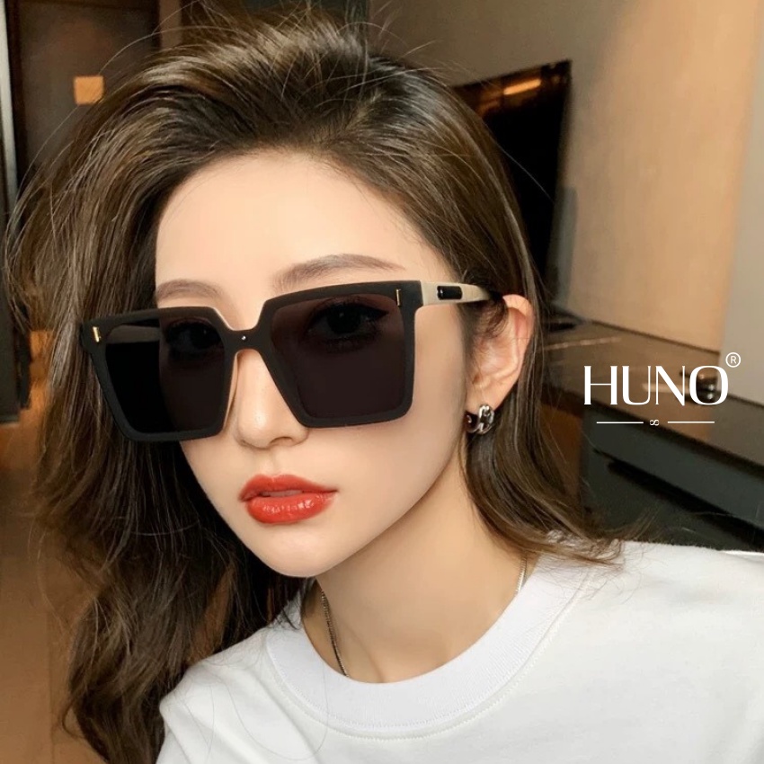 Kính râm nam nữ HUNO cao cấp 2023 thiết kế đơn giản kết hợp mắt kính chống tia UV 400 - KR58