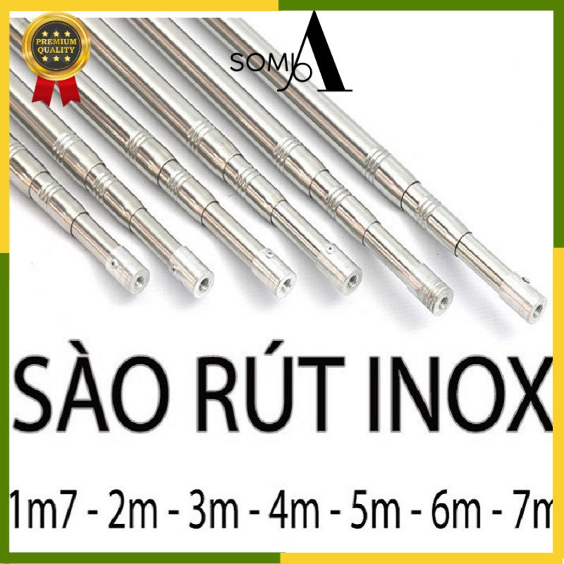 Sào rút inox sào phơi đồ inox thanh lý cán vợt câu cá sào chim inox 304 tặng kèm móc Đồ Câu SOMIA