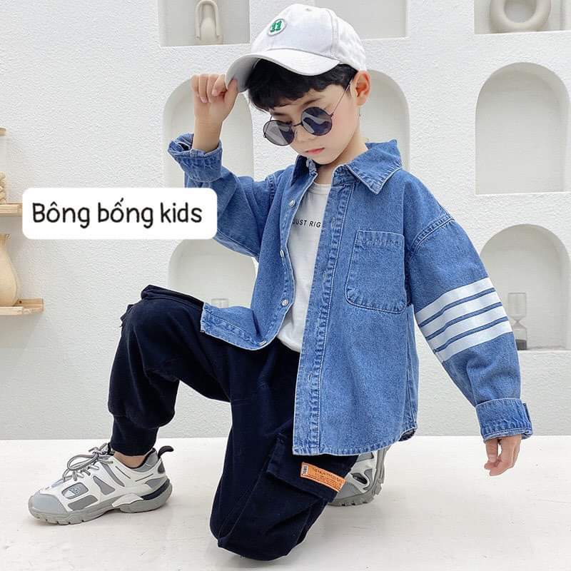 Áo sơ mi jeans/ bò phong cách thời trang hàn quốc cho bé trai/gái 20-40kg