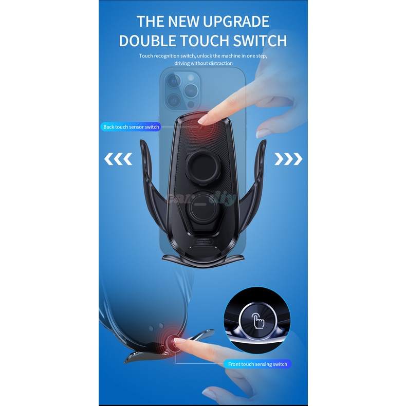 Giá Đỡ Điện Thoại Kiêm Sạc Nhanh Không Dây 15W Cho Xe Hơi