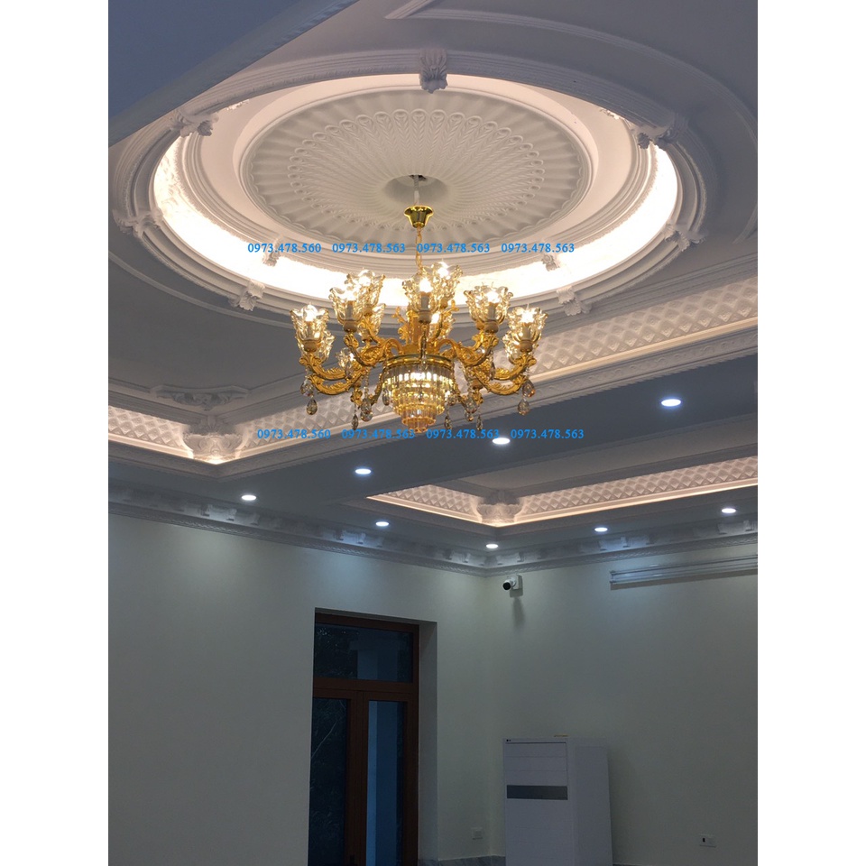 Đèn chùm 15 tay chao đá đúc dây đèn chỉnh được cao thấp tùy ý ứng dụng trang trí phòng khách,sảnh