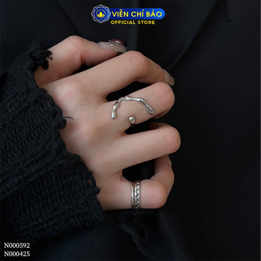 Nhẫn chữ C cách điệu chất liệu bạc Thái 925 thời trang phụ kiện trang sức nữ Viễn Chí Bảo N000592