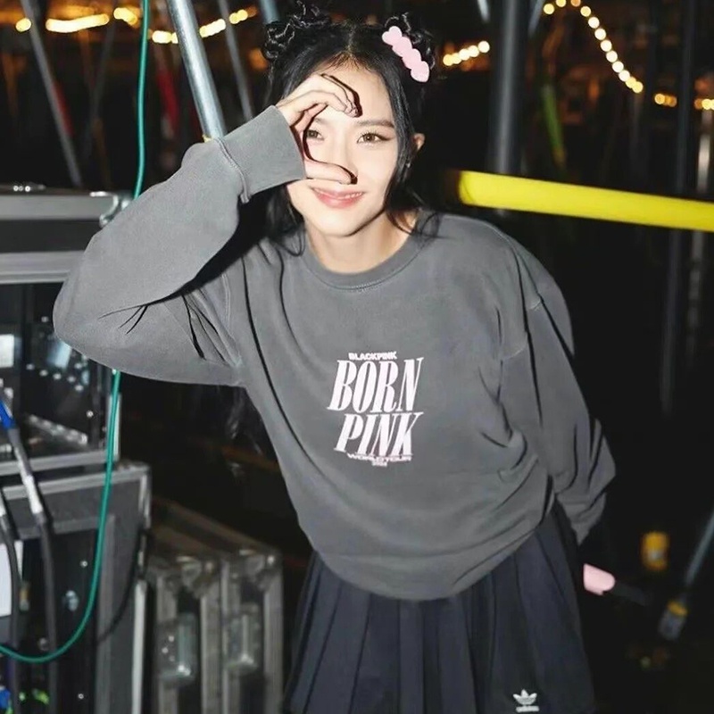Áo Sweater Cotton Tay Dài Dáng Rộng In Chữ BLACKPINK BORN PINK World Tour LISA DALLAS Thời Trang Hàn Quốc Cho Nam Và Nữ