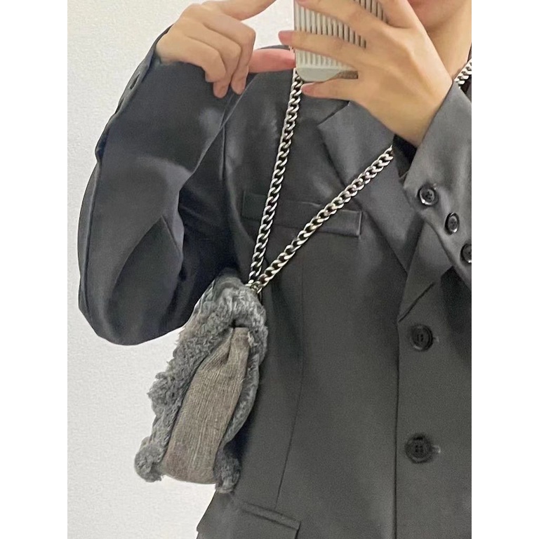 Túi Đeo Chéo Vải Canvas Phối Dây Xích Thiết Kế Hình Thoi Nhỏ Xinh Thời Trang Cho Bạn Gái