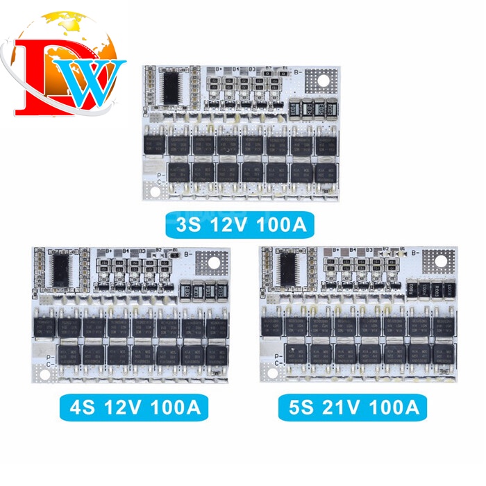 Bo Mạch Bảo Vệ Sạc Pin Polyme Lifepo4 Lmo Ternary Li - Ion 3S/4S/5S Bms 12 V 16.8V 21V 100A