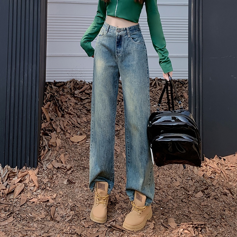 Quần Jeans Nữ Lưng Cao Ống Rộng Thời Trang Hàn Quốc
