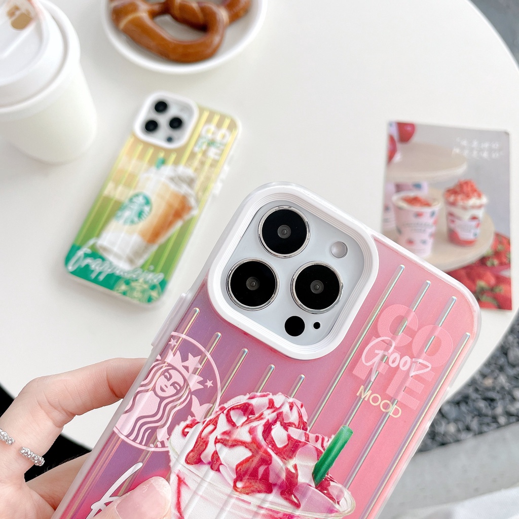 Ốp Điện Thoại TPU Mềm Chống Sốc Màu Laser In Họa Tiết Đơn Giản 2 Trong 1 Cho iPhone 14 13 12 11 Pro Max XR XS 14 Plus