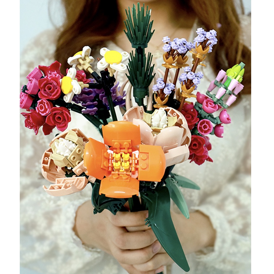 Bộ Đồ Chơi Lắp Ráp Lego Hình Bó Hoa Hồng Sáng Tạo DIY
