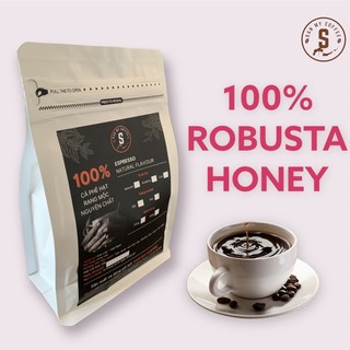 250g cà phê robusta honey 100% rang mộc nguyên chất đậm đà, cân bằng, vị đắng dịu - mượt