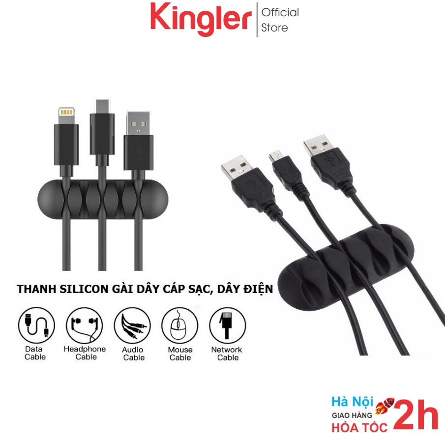 Thanh Silicon 5 Lỗ Kẹp Dán Cố Định Dây Cáp Sạc, Dây Điện, Nẹp Treo Tường, Nẹp Cố Định Dán Tường Kingler 5679
