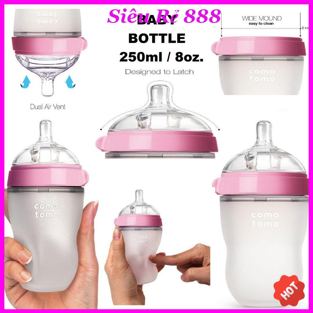 Bình sữa Comotomo Mỹ 150ml /250ml bình sữa silicone cao cấp, mềm mại như ti mẹ