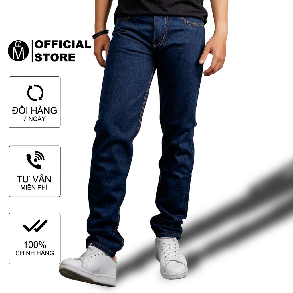 Quần jean nam MĐ Q61 xanh form rộng ống suông thời trang *