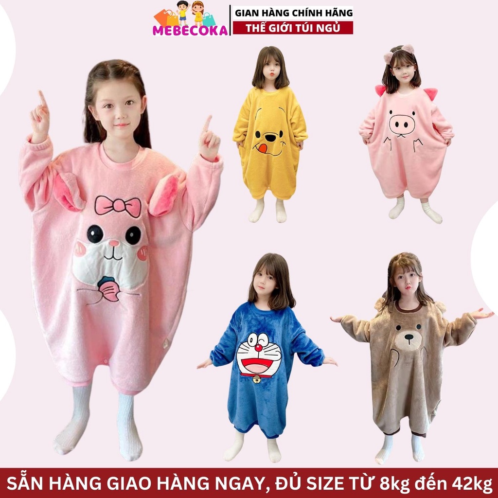 Túi ngủ cho bé họa tiết HEO HỒNG, chất liệu lông xù HÀNG LOẠI 1