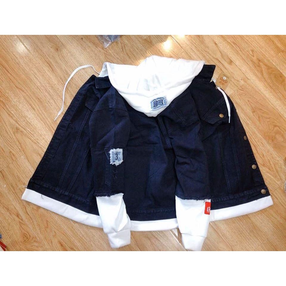 Áo khoác jean nam nữ có mũ nỉ đính dùng làm áo cặp unisex -giá tính cho 1 áo form RỘNG  size 40-77kg