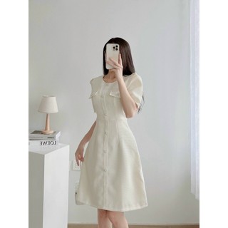 Đầm dạ hàn nắp túi cúc ngọc
