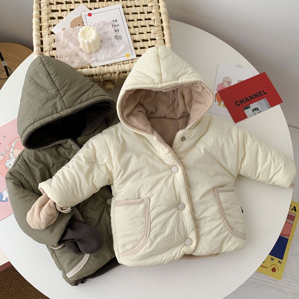 Áo Khoác Lót Lông Unbee Cho Bé Chất Liệu Cotton Dày Dặn Tặng Kèm Bao Tay Cho Bé