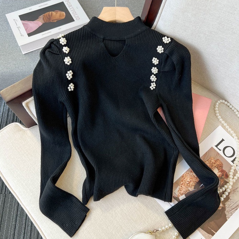 Áo sweater Dệt Kim Tay Phồng Thời Trang Thu Đông Dành Cho Nữ