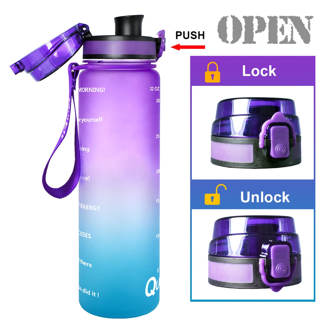 Bình nước thể thao QUIFIT 1L có nắp đậy thiết kế đa năng tiện lợi