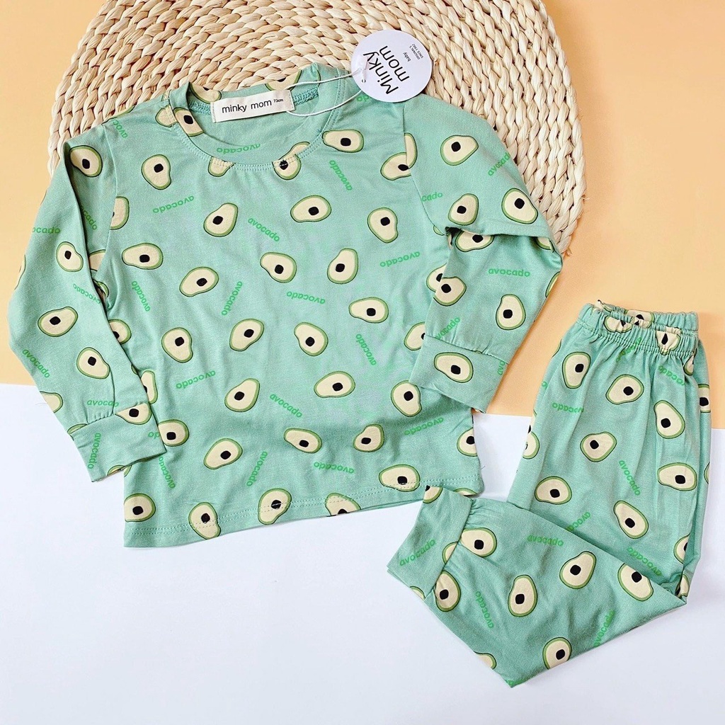 Bộ Thun Lạnh Dài Tay Cho Bé Gái Bé Trai Minky Mom Vải Thun Lạnh Mềm Mịn Họa Tiết Bò Sữa Đáng Yêu, Bộ Thu Đông Cho Bé TD1