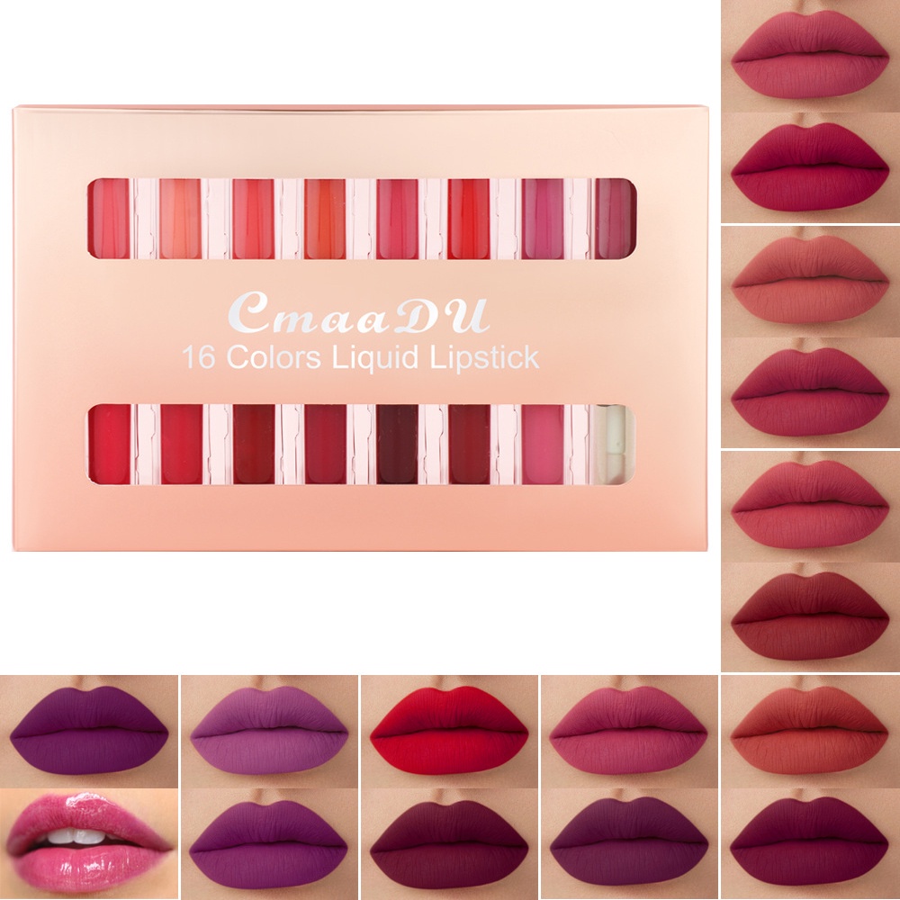 Son Môi 2 Trong 1 Chống Nước Gồm 16 Màu Tùy Chọn