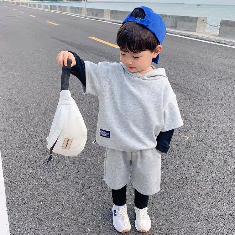 Bộ Đồ Thể Thao Giả Hai Mảnh Màu Sắc Thời Trang Thu Đông Phong Cách Hàn Quốc Cho Bé Trai