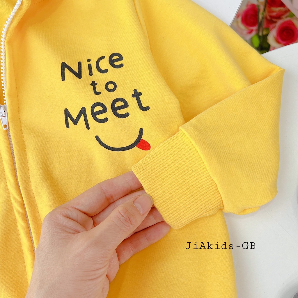 Áo Khoác Dài Tay Vải Da Cá MINKY MOM Chủ Đề Động Vật Nice To Meet You Cho Bé AN-03