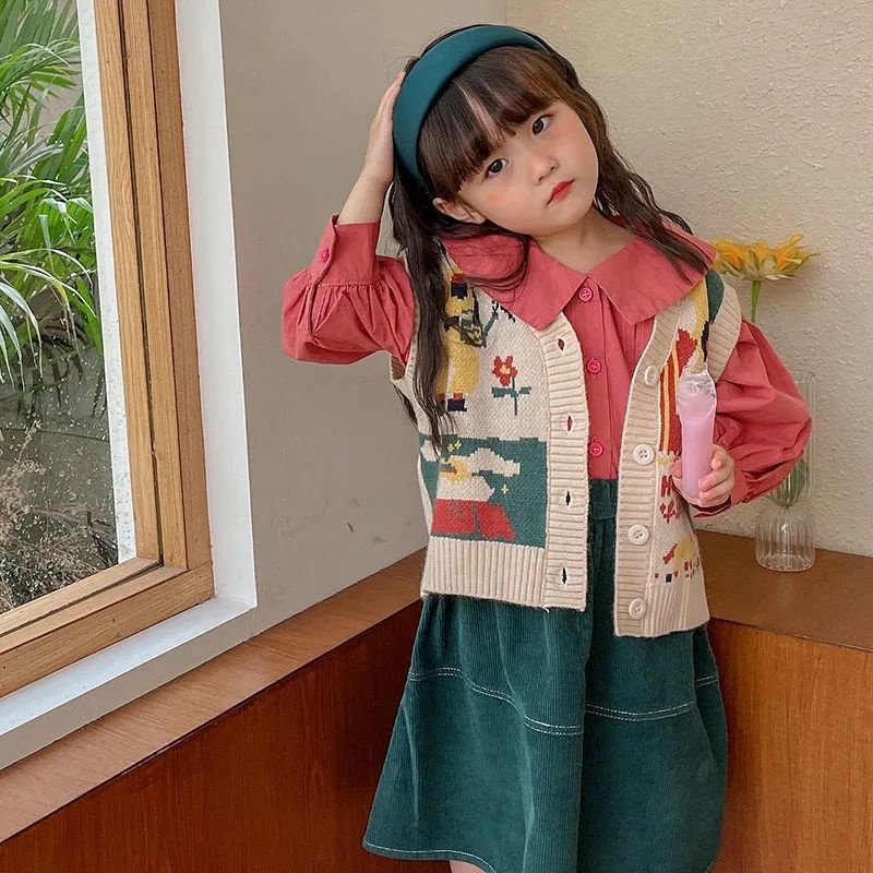 Áo Khoác Len Cardigan Không Tay Phong Cách Hàn Quốc Thời Trang Xuân Thu 2022 Mới Cho Bé Gái