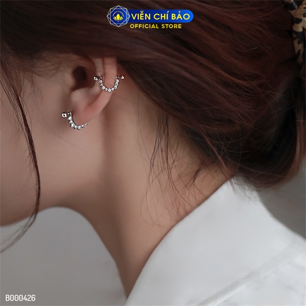 Bông tai bạc nữ hoa mặt trời chốt vặn chất liệu bạc 925 thời trang phụ kiện trang sức Viễn Chí Bảo B000426